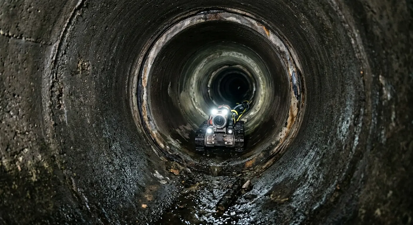 Robotic sewer camera inspecting pipe interior for Drain Snake Service in Vicksburg